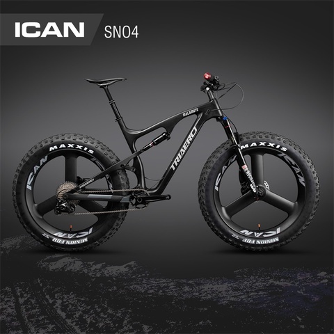 ICAN – vélo de neige entièrement suspendu en fibre de carbone 26 pouces, 197x12mm, avec 3 rayons, roues larges ► Photo 1/6