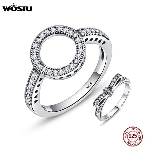 WOSTU 2022 grosses soldes argent Sterling réel 925 anneaux de doigts de cercle chanceux pour les femmes bijoux de mode cadeau livraison directe CQR041 ► Photo 1/6