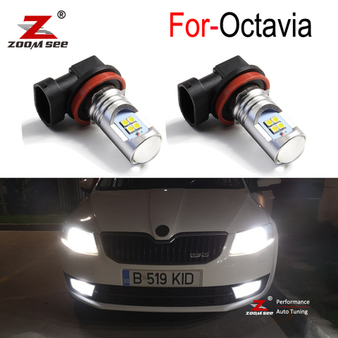 Canbus blanc, 2 pièces, voiture lampe à LED H11 H8, ampoule antibrouillard avant, pour Skoda Octavia 2 3 MK2 MK3 1Z 5E A5 A7 FL 2005 + ► Photo 1/6