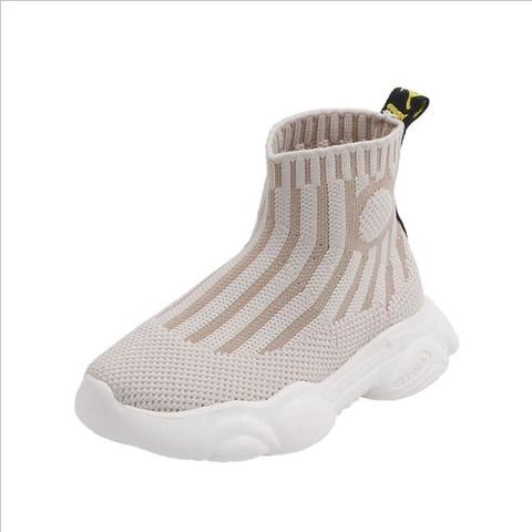 Noir/beige enfant en bas âge bébé garçons filles maille solide cheville chaussures pour enfants enfants respirant décontracté Sport chaussures baskets ► Photo 1/6