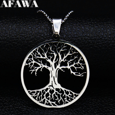 2022 mode arbre de vie argent couleur chaîne colliers pour femmes en acier inoxydable chaîne collier bijoux cadenas mujer N42S01 ► Photo 1/6