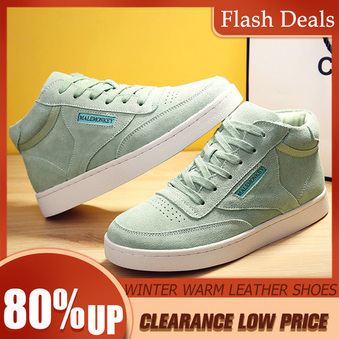 Chaussures plates femmes 2022 hiver garder au chaud automne chaussures de course décontractées court en peluche chaussures plates femme dégagement bas prix 659 ► Photo 1/6