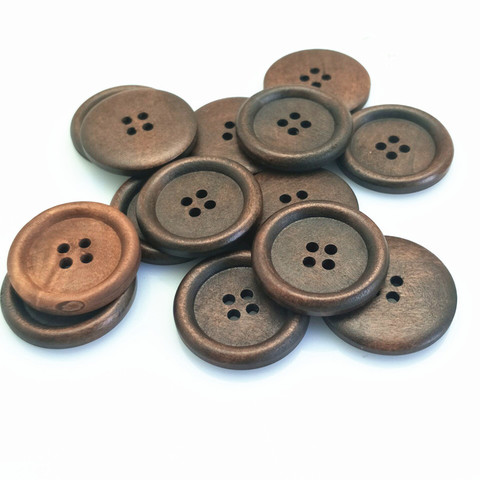 Boutons de couture en bois de couleur naturelle, 25 pièces, 30mm, pour vêtements artisanaux, scrapbooking, 7NK185 ► Photo 1/6