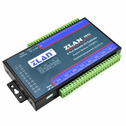 ZLAN6842 Modbus, Module RS485 RJ45 Ethernet, 8 canaux DI AI DO I/O, Module RTU ► Photo 1/1