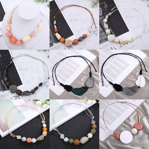 Colliers de perles géométriques irrégulières pour femmes, chaîne de pull ronde à fleurs, bijoux de Festival ► Photo 1/6