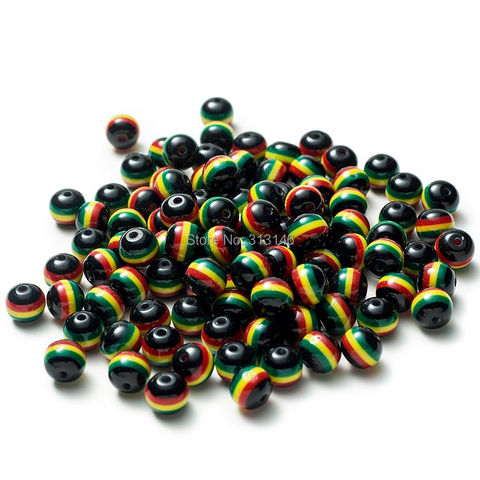 Perle Rasta acrylique ronde noire, 100 pièces, pour fabrication de bijoux, Bracelet, collier, accessoires, 6/8/10mm ► Photo 1/1