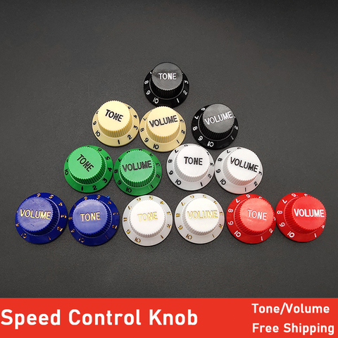 Boutons de contrôle de vitesse pour guitare électrique multicolores, bouton de Pot de guitare (1 Volume et 2 tons par jeu) ► Photo 1/6