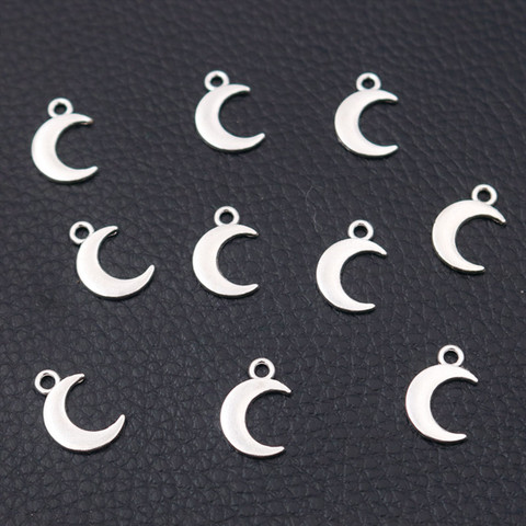 Mini pendentifs de lune plaqués argent, 50 pièces, accessoires de Bracelet, breloques DIY pour fabrication de bijoux, caddies, 14x10mm, A601 ► Photo 1/5