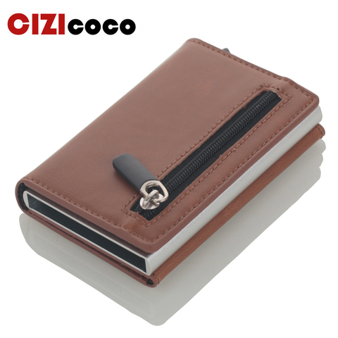 Cizicoco – porte-cartes de crédit en cuir PU, boîte en aluminium, portefeuille RFID, étui à cartes Pop-Up, porte-monnaie en Fiber de carbone magnétique, nouveauté 2022 ► Photo 1/6