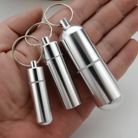 Boîte à pilules en alliage d'aluminium étanche, nouveau boîtier à médicaments Portable porte-bouteille porte-pilule d'extérieur Keychai ► Photo 1/6