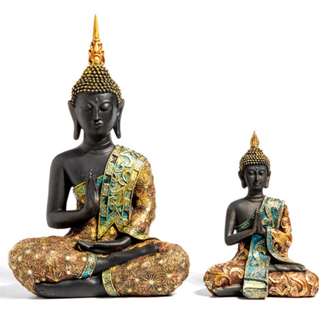 Statue de bouddha en résine verte, grande Sculpture de bouddha de thaïlande faite à la main, Figurine de méditation Hindu Fengshui, décor de maison ► Photo 1/6