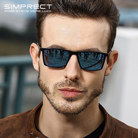 SIMPRECT lunettes de soleil polarisées hommes 2022 miroir carré lunettes de soleil pour hommes rétro Vintage lunettes de soleil Anti-éblouissement pilote Oculos ► Photo 1/6