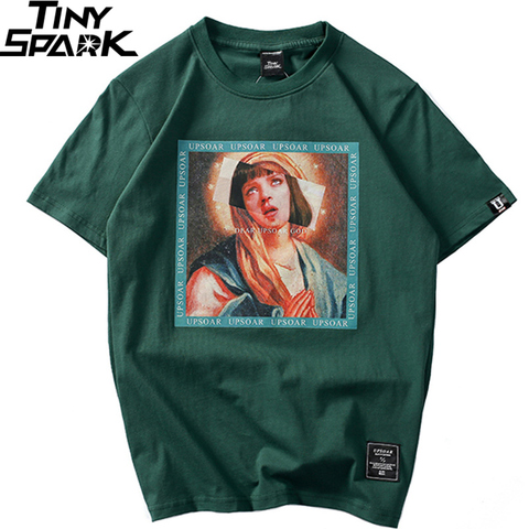 Virgin Mary hommes T-Shirts 2022 drôle imprimé manches courtes T-Shirts été Hip Hop t-shirt Streetwear décontracté couverture en coton T-Shirts nouveau ► Photo 1/6