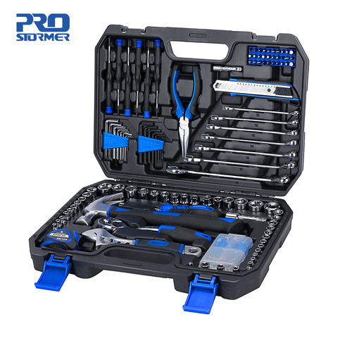 Prostormer 148 Pcs Ménage D'outils À Main Kit Outil De Réparation De Voiture avec Stockage Boîte À Outils Clé À Douille Outil Ensemble De Réparation Automobile Mixte outil ► Photo 1/6