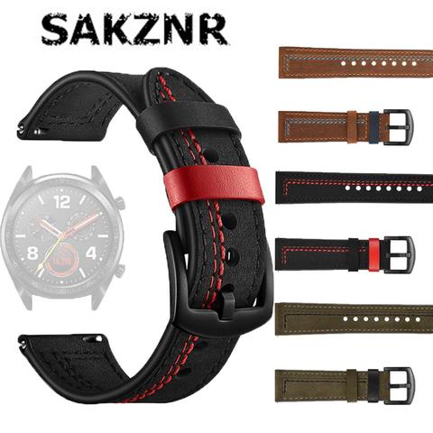 Bracelet de sport en cuir véritable pour montre GT 2, 46mm 42mm, Samsung Galaxy, Bracelet de sport ► Photo 1/6