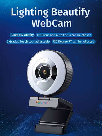 Anneau de mise au point automatique de caméra Web embellissez l'éclairage de remplissage Webcam vidéo HD 1080P micro de diffusion en direct USB 3 Grades luminosité tactile ► Photo 1/6