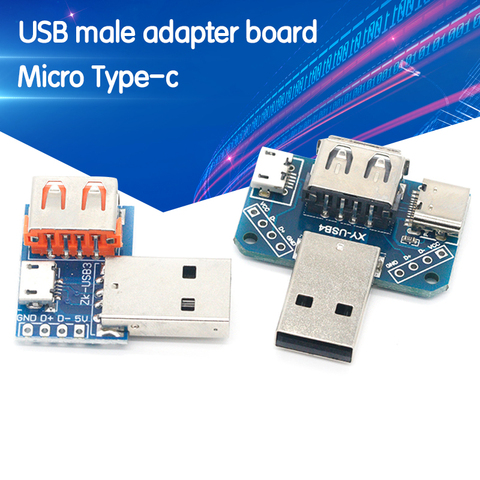 USB tête standard mâle USB connecteur à type-c Micro USB femelle USB 2.54-4P transfert test carte USB adaptateur plaque XY-USB4 ► Photo 1/6