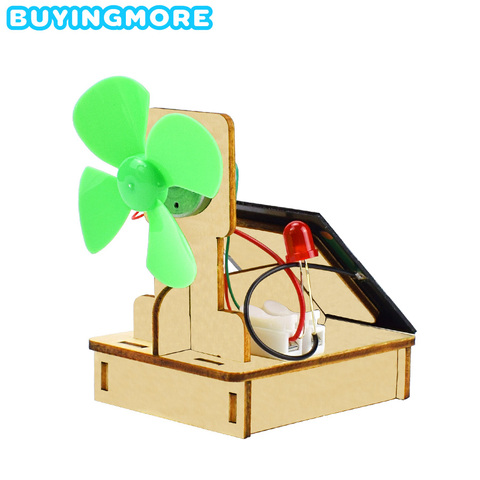 Ventilateur solaire et éolien Kit de bricolage jouets scientifiques pour enfants, Kit d'éducation, assemblé à la main, jouets en bois, idée cadeau ► Photo 1/6