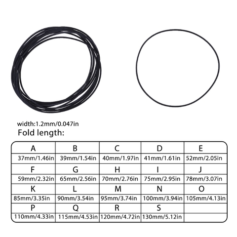 Courroies carrées en caoutchouc pour DVD, enregistreur Cassette, platine, 1.2mm, 10 pièces ► Photo 1/6