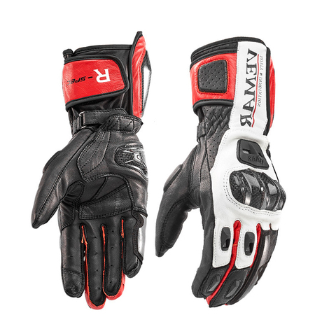 Gants de moto en cuir véritable gants d'équitation haut de gamme longue Motocross tactile opération Protection en Fiber de carbone coupe-vent ► Photo 1/6