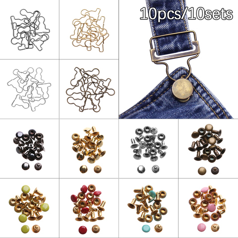 Boutons de ceinture pour poupées, vêtements de poupée, bricolage, boucle métallique adaptée aux poupées 1/6 filles, boucles de pantalon, sac, accessoires de couture, 10 ensembles ► Photo 1/6