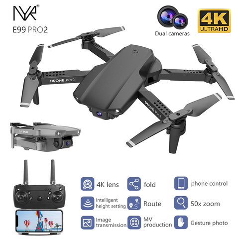 NYR E99 Pro2 RC Mini Drone 4K 1080P 720P double caméra WIFI FPV photographie aérienne hélicoptère pliable quadrirotor Dron jouets ► Photo 1/6