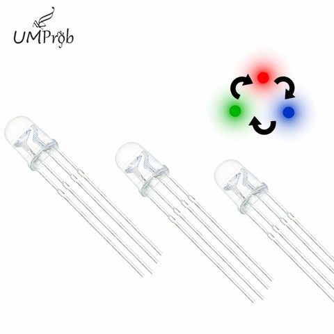 Diode électroluminescente RGB LED ronde tricolore, 4 broches, 5MM, rouge, vert, bleu ► Photo 1/1