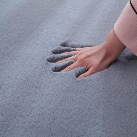 Tapis en fourrure de lapin, doux et confortable, Simple, Imitation de tapis de balcon, couleur unie pour chambre à coucher/salon ► Photo 1/6