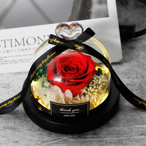 Rose Exclusive sous dôme de verre, avec lumières, fleur éternelle dans la belle et la bête, cadeau de la saint-valentin ► Photo 1/6