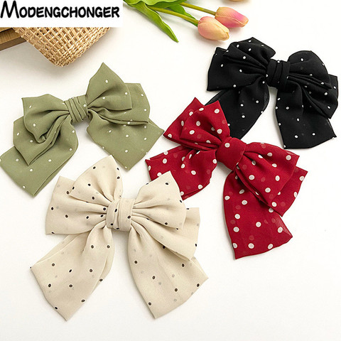 Barrettes en mousseline de soie à trois couches pour femmes, nouvelle mode, petit point, Floral, nœud, gril sauvage, doux, surdimensionné, accessoires pour cheveux ► Photo 1/6