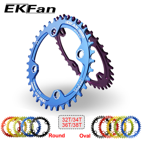 Nouveau EKFan 104BCD Plateau Vélo De 32 T/34 T/36 T Étroite Large Ronde Ovale Cycle Pédalier 7075-T6 VTT Vélo Cercle Pédalier Plaque ► Photo 1/6