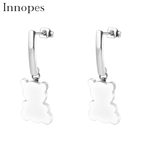 Innopes-boucles d'oreilles à clous pour femmes, mignon ours, en acier doré, personnalité, bijoux à la mode, cadeau de fête ► Photo 1/5