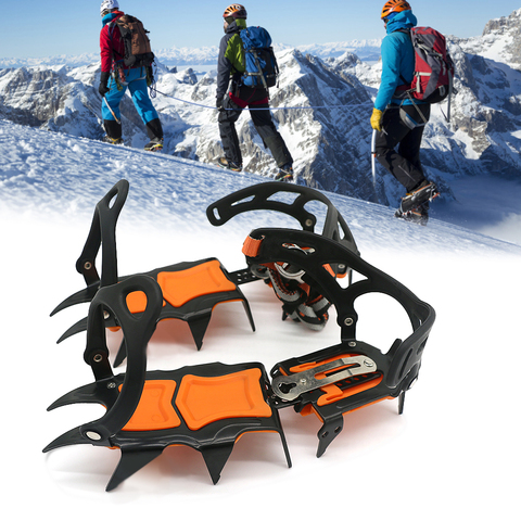 Crampons de glace 12 dents chaussures de botte de neige d'hiver pince à glace Crampons de glace antidérapants Crampons de Traction de neige Crampons d'alpinisme chaussures ► Photo 1/6