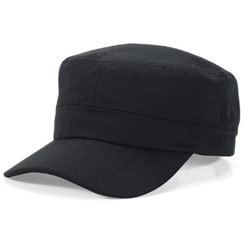 Casquette de l'armée pour hommes et femmes, chapeau à visière à bord plat, couleur unie, noir/bleu marine/café ► Photo 1/6