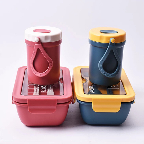 Nouvelle boîte à déjeuner à micro-ondes avec compartiments boîte à Bento Portable conteneur alimentaire étanche de Style japonais pour enfants avec vaisselle ► Photo 1/6