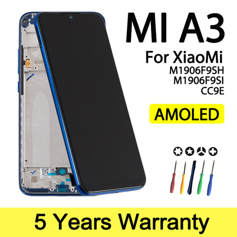 Affichage AMOLED superbe d'usine pour l'assemblage de numériseur d'écran tactile d'affichage à cristaux liquides de Xiaomi Mi A3 avec l'affichage d'affichage à cristaux liquides de cadre pour l'affichage de Xiaomi Mi CC9E ► Photo 1/6