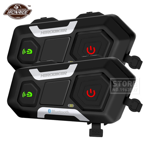 HEROBIKER Moto Interphone étanche 1200M Bluetooth Interphone casque casque Moto casque sans fil Interphone ► Photo 1/6