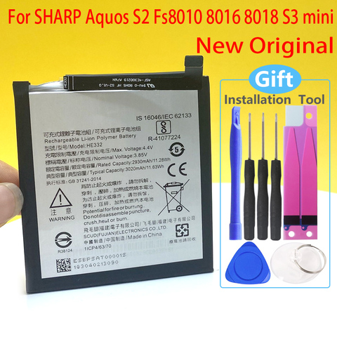 Batterie 2930mAh HE332 pour Sharp S2 fs8010 Aquos S2 FS8018 S3 Mini S3mini remplacement de réparation + numéro de suivi ► Photo 1/6