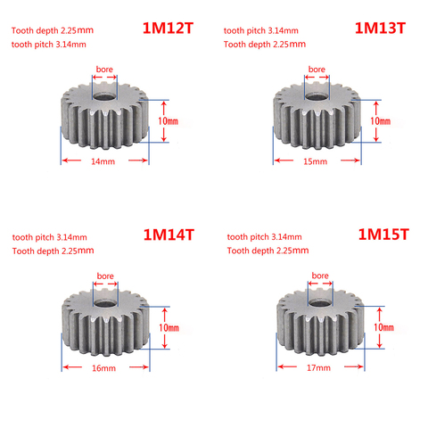 Engrenage droit en acier 45 #, 1 module 12-27 dents, épaisseur de l'engrenage métallique 10mm, diamètre extérieur 14-30mm ► Photo 1/6