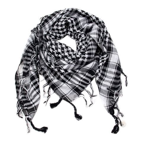 Arabe Keffiyeh hommes hiver militaire tactique coupe-vent écharpe noir et blanc 100% coton musulman Hijab Shemagh carré écharpe ► Photo 1/5