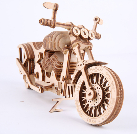 Mini laser gravure machine de découpe 3D en bois Puzzle jeu assemblage adulte jouet pour hommes cadeau enfants adolescents moto biplan artisanat ► Photo 1/6