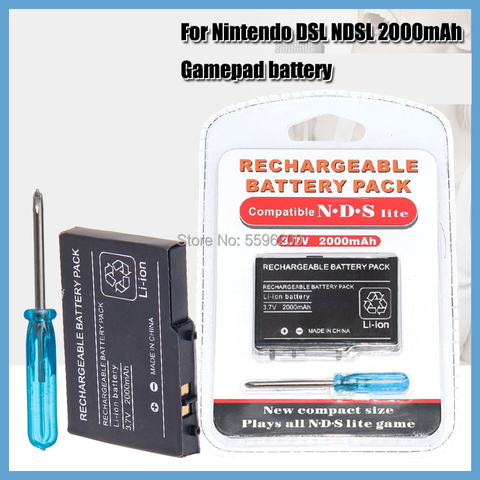 Batterie Lithium-ion Rechargeable pour Nintendo DS Lite, 2000mAh, 3.7V, avec Mini tournevis, pour NDSL ► Photo 1/6