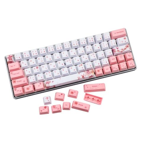 73 clés OEM PBT Keycaps ensemble complet clavier mécanique Keycaps PBT colorant-Sublimation cerisier fleur Keycaps coréen japonais ► Photo 1/6