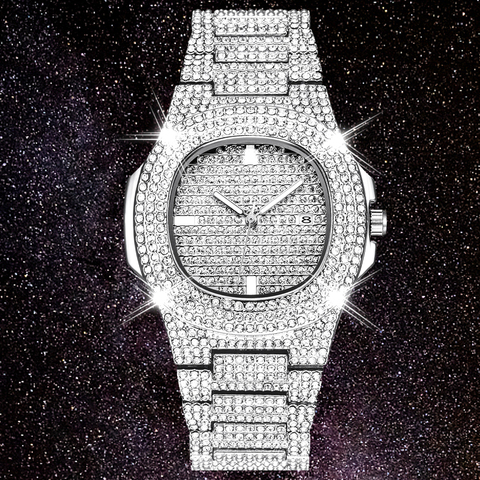 Livraison directe nouveau 2022 ICE Out rôle Hip Hop montre diamant montre hommes argent acier hommes montres à Quartz étanche Relogio Masculino ► Photo 1/6