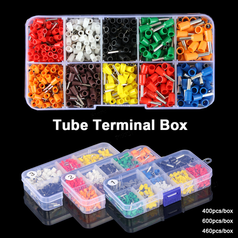 Terminal de virole tubulaire de différents Styles, emballé dans une boîte, Terminal de connexion de fils isolés, ensemble de bornes de sertissage ► Photo 1/6