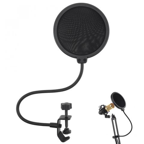 100mm diamètre Double couche Studio Microphone vent écran masque micro Pop filtre bouclier pour parler Studio chant enregistrement ► Photo 1/6
