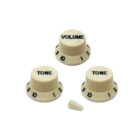 Ensemble de boutons de guitare électrique en plastique Beige 2T1V, boutons de commande de Volume et de tonalité + pointe de commutation pour accessoires de guitare Strat ► Photo 1/5