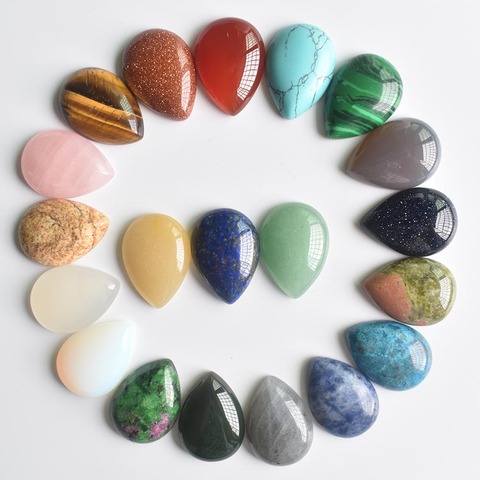 Assortiment de pierres naturelles, CABOCHON perles en forme de larme, 25x18x6mm, vente en gros, accessoires de bijouterie, bricolage, 20 pièces/lot, livraison gratuite ► Photo 1/6