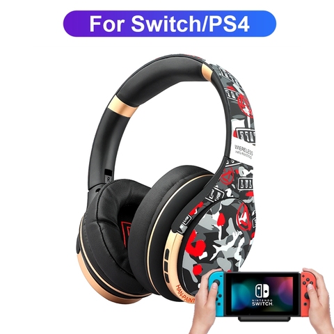 Casque de gaming sans fil avec micro HD et transmetteur bluetooth, pour PS4 et Nintendo Switch, casque pliable avec adaptateur Audio Aux ► Photo 1/6