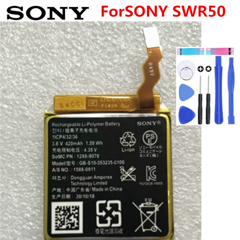 Batterie d'origine SONY pour montre connectée 3 SW3 SWR50 3SAS, 420mAh, GB-S10-353235-0100 ► Photo 1/1